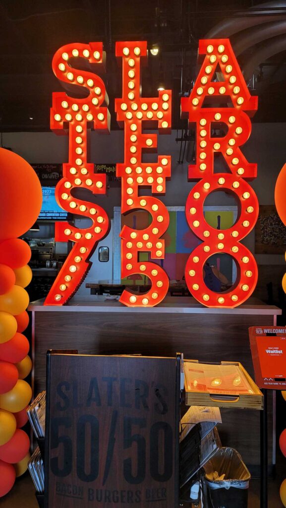 Slater's 50/50 Sign