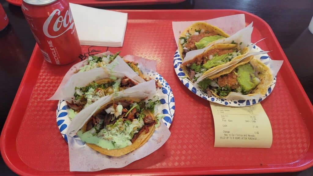 Tacos El Gordo mixed tacos, pork and steak