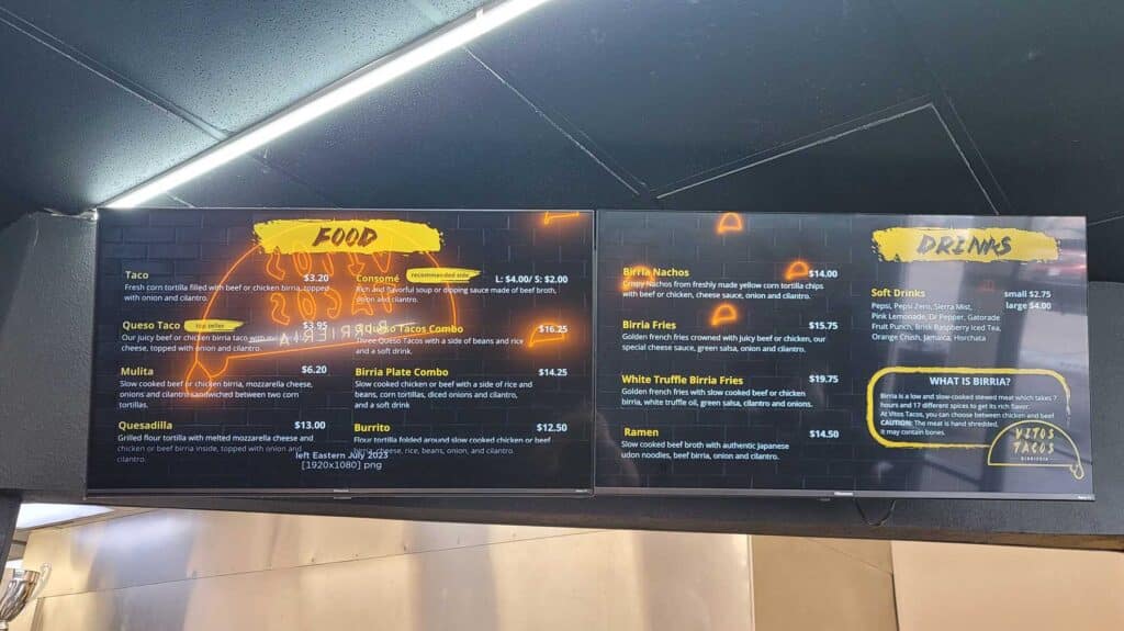 Vitos Tacos Menu