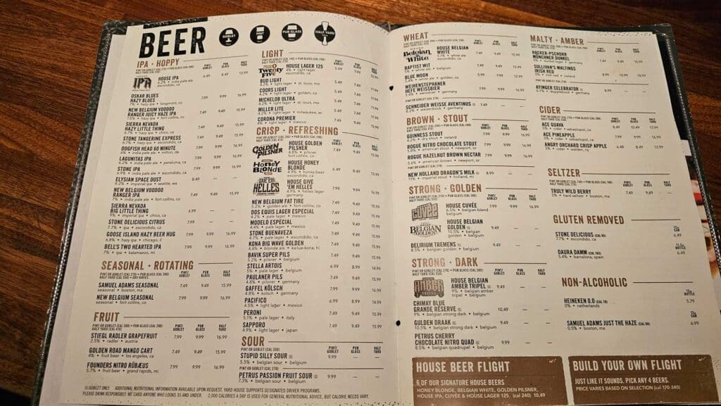 Beer Menu