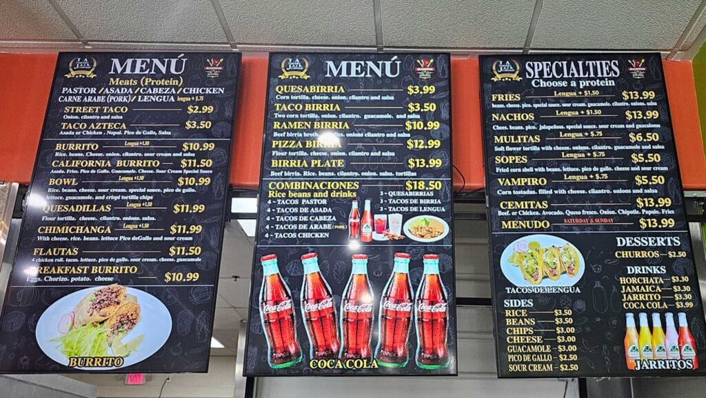 Taqueria Mexican Grill Menu