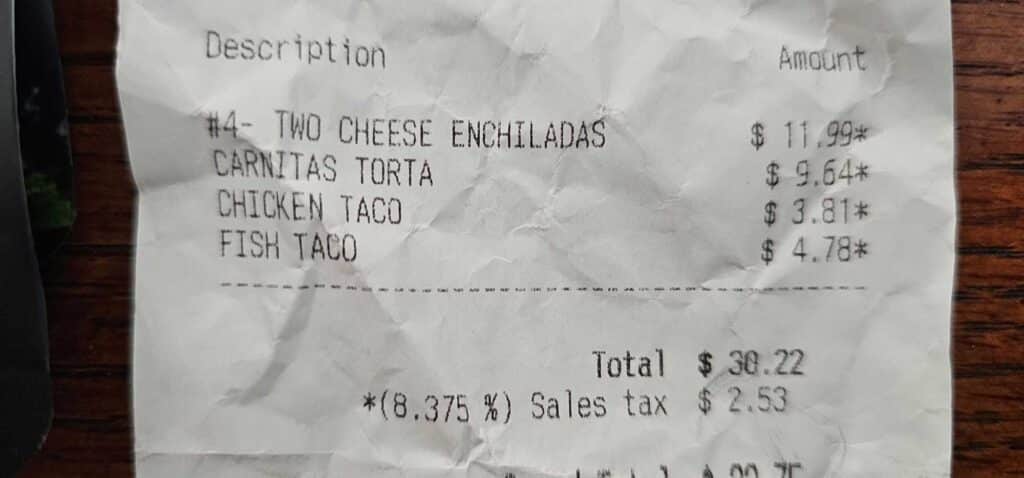 Don Tortaco Receipt